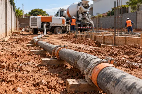 Bombeamento de concreto com mangote