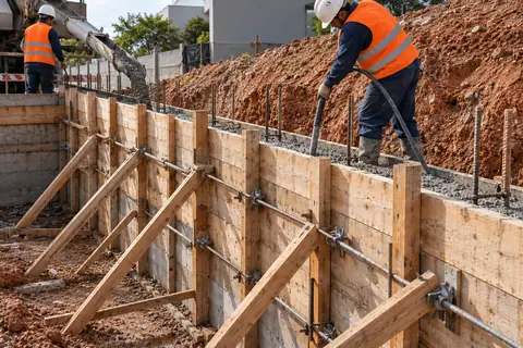 Concreto lançado em caixaria
