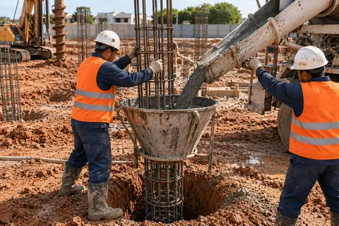 Concretagem de estaca com armadura