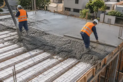 Concretagem de laje em construção